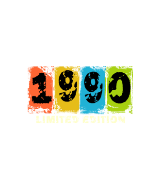 grunge évszám, limited edition felirattal, születésnapi dátum, 1990 minta fehér pólón