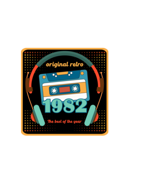 original retro audió kazetta, füles, régi magnókazetta évszámmal. 1982 minta világos rózsaszín pólón