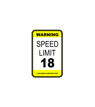 warning speed limit 18, under construction minta fekete pólón