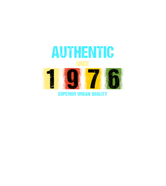 AUTHENTIC SINCE 1976, SUPERIOR URBAN QUALITY, 1976-BAN SZÜLETETT minta fekete pólón