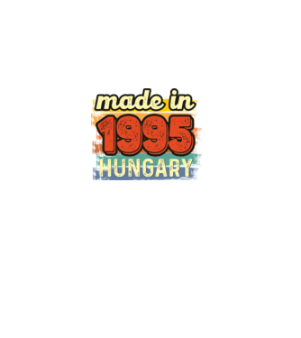 made in hungary felirat, retro évszám, grunge stílus, 1995 minta fekete pólón