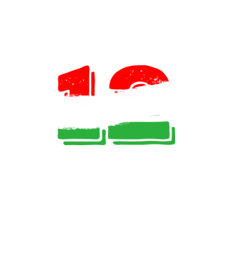 magyar trikolor, piros fehér zöld szám 12 minta fekete pólón