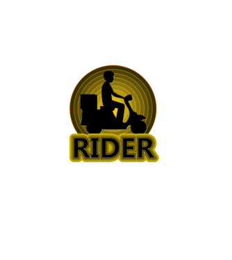 RIDER, motoros futár minta fekete pólón