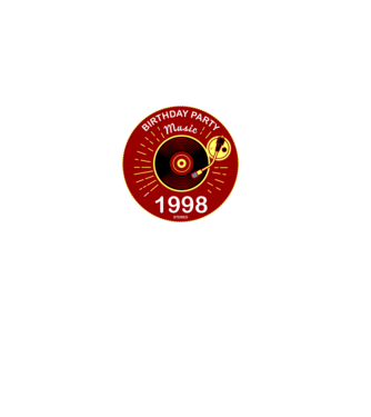 BIRTHDAY PARTY MUSIC, BAKELIT LEMEZJÁTSZÓ 1998 STEREO minta fekete pólón