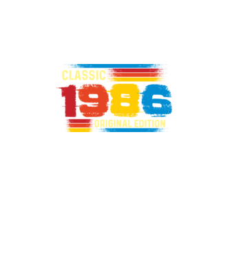 classic, original edition, retro, vintage évszám, születésnapi dátum, 1986 minta fekete pólón