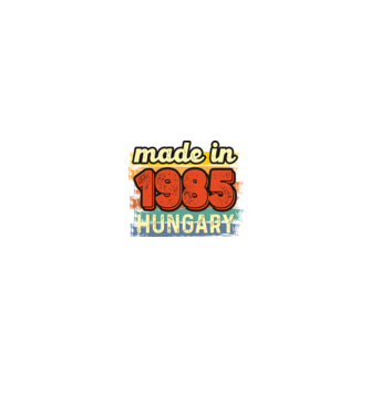 made in hungary felirat, retro évszám, grunge stílus, 1985 minta fekete pólón