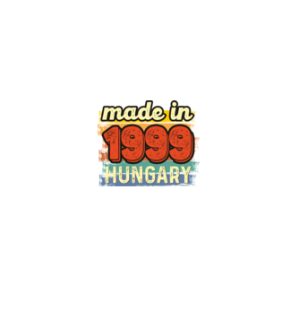 made in hungary felirat, retro évszám, grunge stílus, 1999 minta királykék pólón