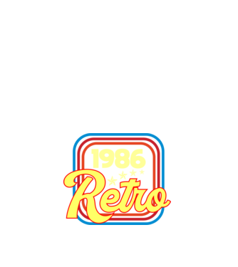 retro születésnapi felirat dátummal 1986 minta fehér pólón