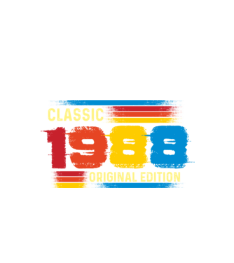 classic, original edition, retro, vintage évszám, születésnapi dátum, 1988 minta fekete pólón