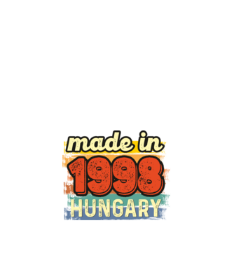 made in hungary felirat, retro évszám, grunge stílus, 1998 minta fekete pólón