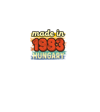 made in hungary felirat, retro évszám, grunge stílus, 1983 minta fekete pólón