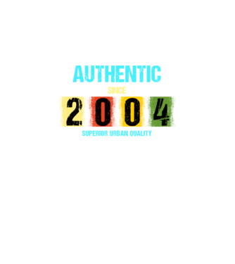 AUTHENTIC SINCE 2004, SUPERIOR URBAN QUALITY, 2004-BEN SZÜLETETT minta fekete pólón