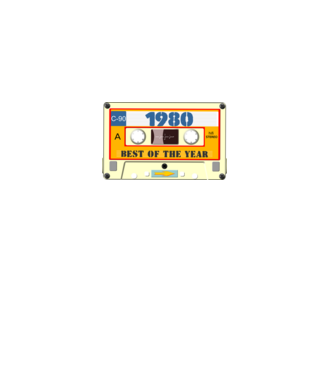 retro születésnapi audio kazetta, magnókazetta, best of the year 1980 minta fekete pólón