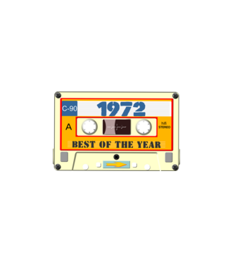 retro születésnapi audio kazetta, magnókazetta, best of the year 1972 minta fekete pólón