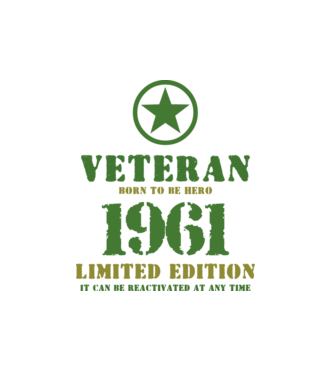VETERAN, BORN TO BE HERO, SZÜLETÉSNAPI ÉVSZÁM FELIRATTAL 1961 minta fehér pólón