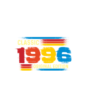 classic, original edition, retro, vintage évszám, születésnapi dátum, 1996 minta fekete pólón