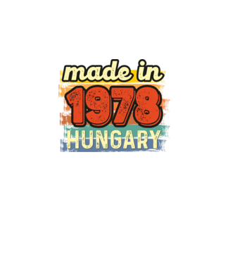 made in hungary felirat, retro évszám, grunge stílus, 1978 minta fekete pólón
