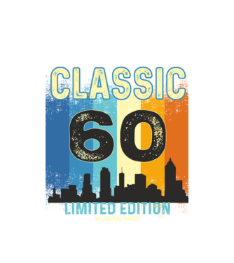 CLASSIC LIMITED EDITION,  60 éves szülinapra, retro póló minta fehér pólón