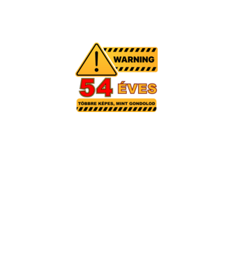 WARNING, 54 ÉVES TÖBBRE KÉPES, MIT GONDOLOD minta fekete pólón