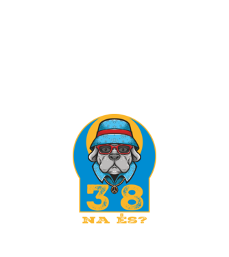 na és 38 éves születésnap, cool kutya sapkában minta fekete pólón