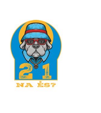 na és 21 éves születésnap, cool kutya sapkában minta fekete pólón