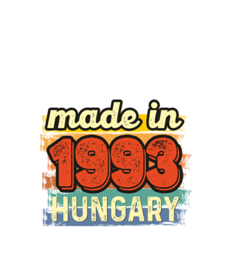 made in hungary felirat, retro évszám, grunge stílus, 1993 minta fekete pólón