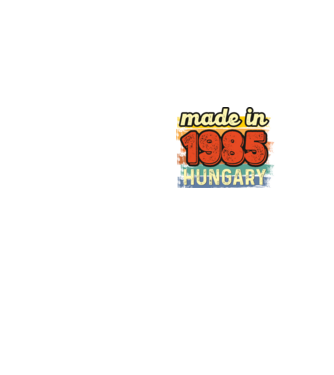 made in hungary felirat, retro évszám, grunge stílus, 1985 minta neonsárga pólón