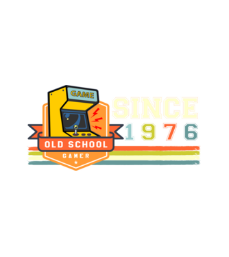 old school gamer, since 1960, régi játékos, szültésnap, 1976 minta fehér pólón
