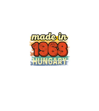 made in hungary felirat, retro évszám, grunge stílus, 1968 minta farmerkék pólón