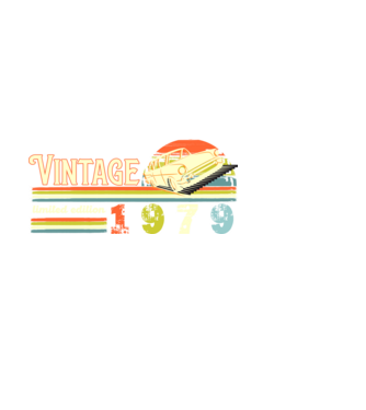 vintage, limited edidtion, retro születésnapi felirat, évszám veterán autóval, 1979 minta fekete pólón