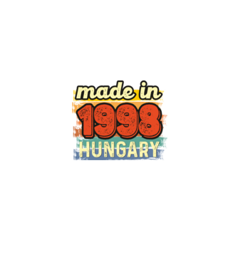 made in hungary felirat, retro évszám, grunge stílus, 1998 minta homokszín pólón
