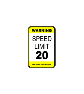 warning speed limit 20 , under construction minta fekete pólón