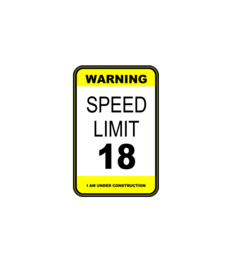 warning speed limit 18, under construction minta fehér pólón