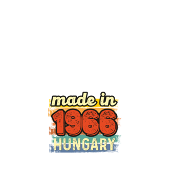 made in hungary felirat, retro évszám, grunge stílus, 1966 minta fehér pólón