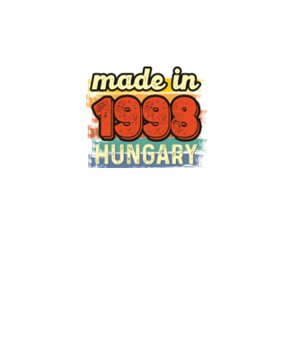 made in hungary felirat, retro évszám, grunge stílus, 1998 minta fekete pólón