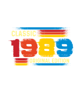 classic, original edition, retro, vintage évszám, születésnapi dátum, 1989 minta fehér pólón