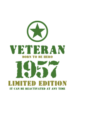 VETERAN, BORN TO BE HERO, SZÜLETÉSNAPI ÉVSZÁM FELIRATTAL 1957 minta világoskék pólón