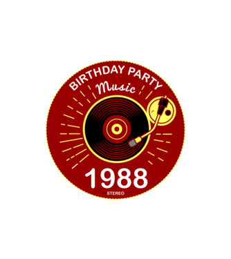 BIRTHDAY PARTY MUSIC, BAKELIT LEMEZJÁTSZÓ 1988 STEREO minta homokszín pólón