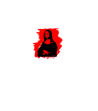 mona lisa, grunge, graffiti portré piros minta fekete pólón