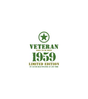 VETERAN, BORN TO BE HERO, SZÜLETÉSNAPI ÉVSZÁM FELIRATTAL 1959 minta homokszín pólón