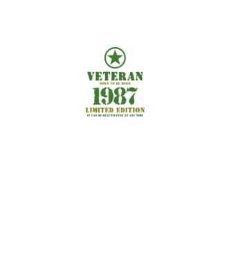 VETERAN, BORN TO BE HERO, SZÜLETÉSNAPI ÉVSZÁM FELIRATTAL 1987 minta királykék pólón