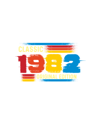 classic, original edition, retro, vintage évszám, születésnapi dátum, 1982 minta fehér pólón