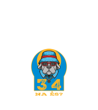na és 34 éves születésnap, cool kutya sapkában minta fekete pólón
