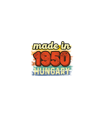 made in hungary felirat, retro évszám, grunge stílus, 1950 minta homokszín pólón