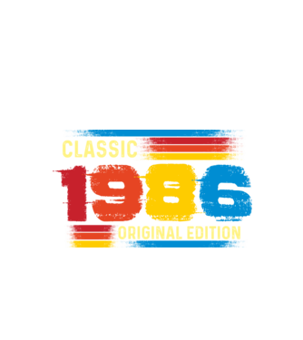 classic, original edition, retro, vintage évszám, születésnapi dátum, 1986 minta fekete pólón
