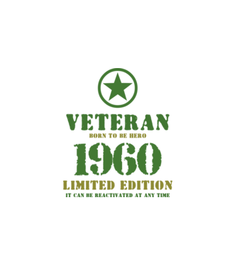 VETERAN, BORN TO BE HERO, SZÜLETÉSNAPI ÉVSZÁM FELIRATTAL 1960 minta fehér pólón