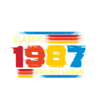 classic, original edition, retro, vintage évszám, születésnapi dátum, 1987 minta fehér pólón