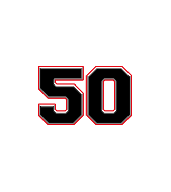 sorszám,mezszám,szám, ötvenes, ötven, 50 minta fehér pólón