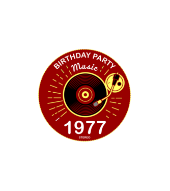 BIRTHDAY PARTY MUSIC, BAKELIT LEMEZJÁTSZÓ 1977 STEREO minta fehér pólón