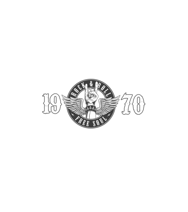 ROK AND ROLL FREE SOUL ÉVSZÁM, ROCKER SZÜLETÉSNAP, 1970 minta fehér/piros pólón